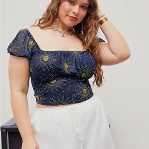 Navy Blue Star Print Women's Top CIDER 2xl